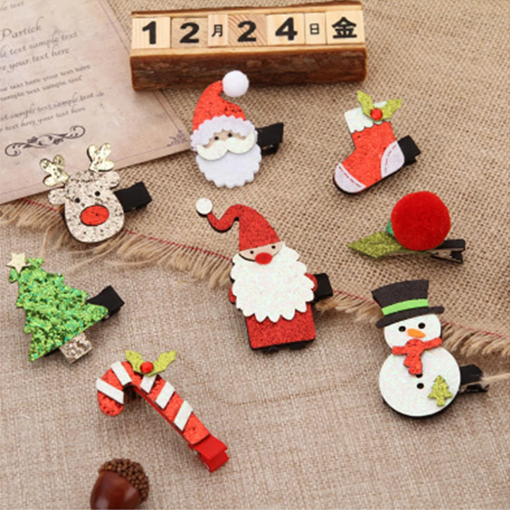 

2pcs/set Cute Christmas Hair Clip Shiny Santa Claus Hairpin Baby Girl Headdress Christmas Party Decor Girl Hair Accessories