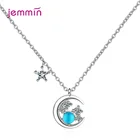 Блестящие кристаллы Луна, Звезды 925 Серебряное ожерелье высокого качества модное ювелирное изделие колье с натуральным цирконием камень кулон