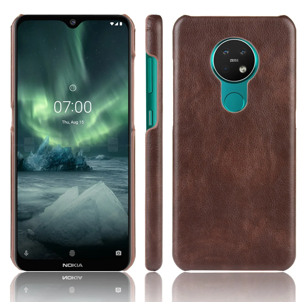 Для Nokia 7 2 чехол бизнес Litchi узор из искусственной кожи Жесткий ПК протектор задняя