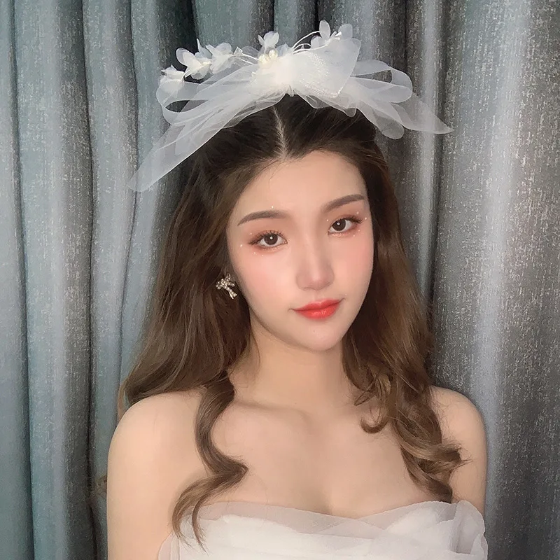 

Mesh Barrettes Bow Flower Super Fairy Headdress Side Clip Wedding Hair Ornament head accessories tea party hat fascinator