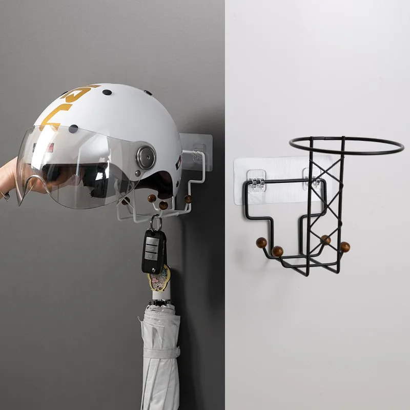 

Hole Free Motorcycle Helmet Mount Multi-function Wall Hanging Hat Storage Rack Storage Rack No Trace Paste Coat Rack