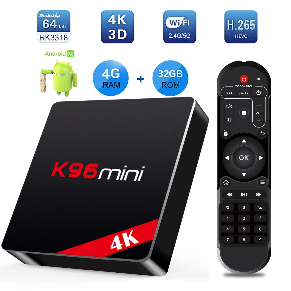 ТВ приставка K96 Mini Android RK3318 4G32G 2 4G/5G WIFI100M SetTopBox HD Netflix Youtube 4kMediaPlayer VS H96/