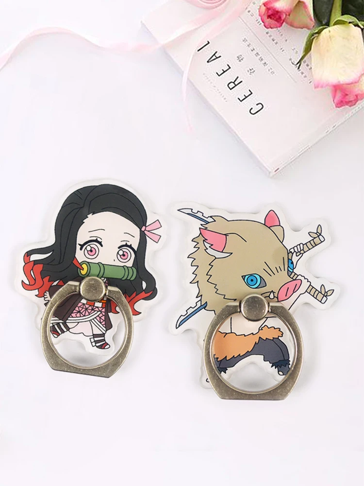 

Anime Demon Slayer Phone Holder Kimetsu No Yaiba Kamado Tanjirou Kawaii Fun Phone Stand Acrylic Mobile Phone Finger Ring Holder
