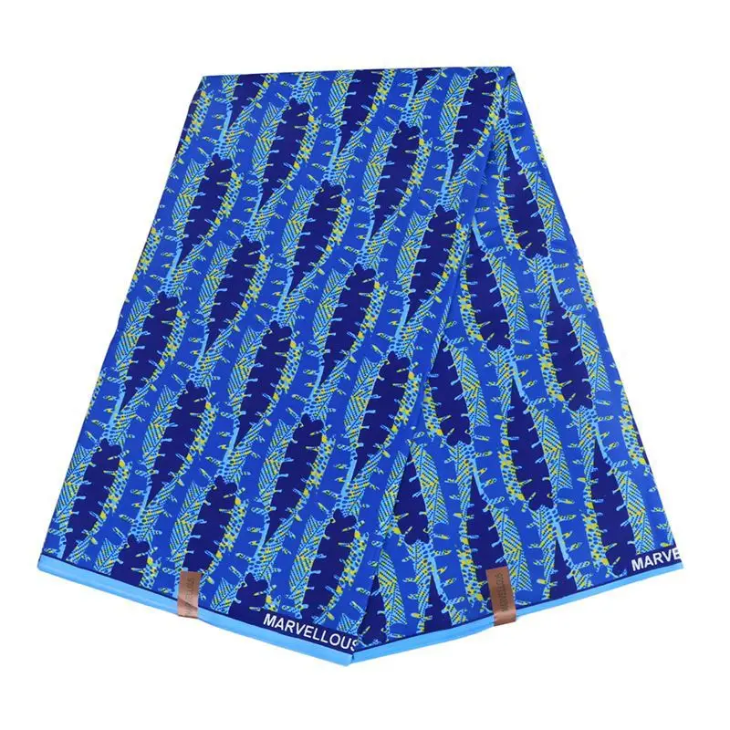 

New Arrivals Holland Wax Ankara Blue Pattern Printed Royal Fabrics 6Yards DIY Wax Fabric for Uniform