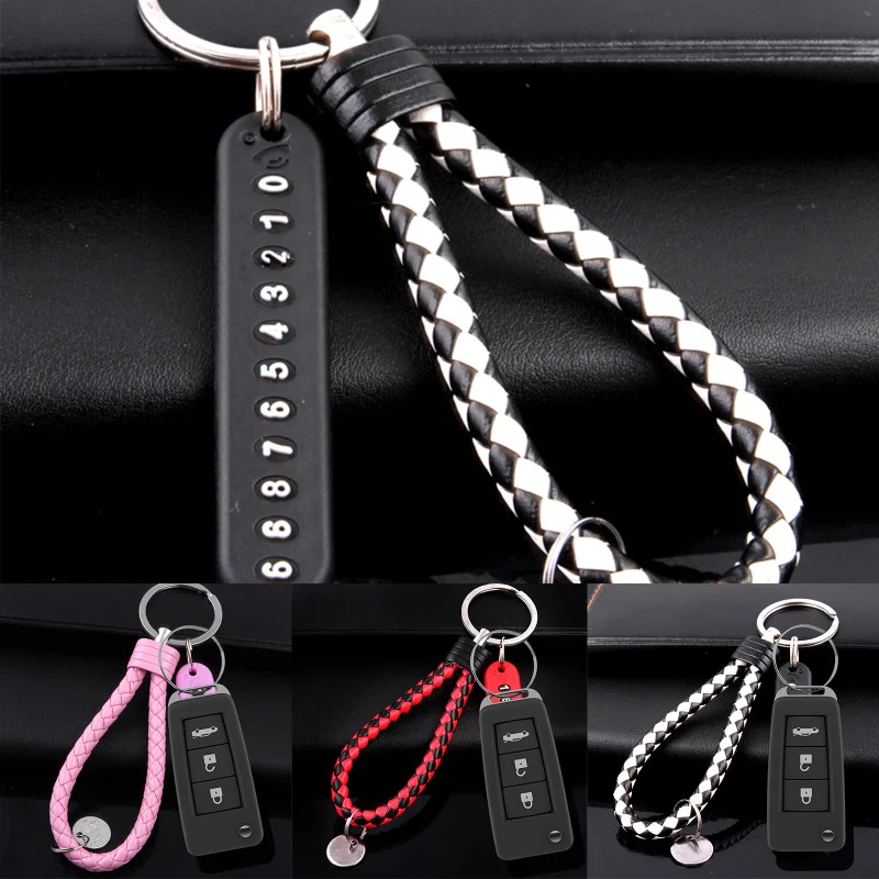 

Car Keychain Pendant Vehicle Anti-lost Phone Number Plate Auto Phone Number Card Universal Car Keyring KeyChain Car Accessories