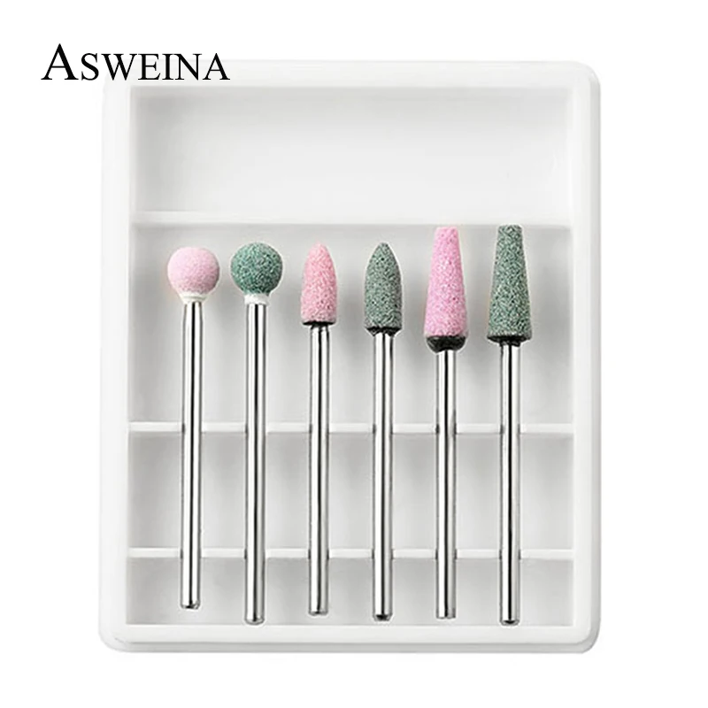 Корундовая дрель для ногтей 6 шт. ротационная Алмазная фреза электрическая