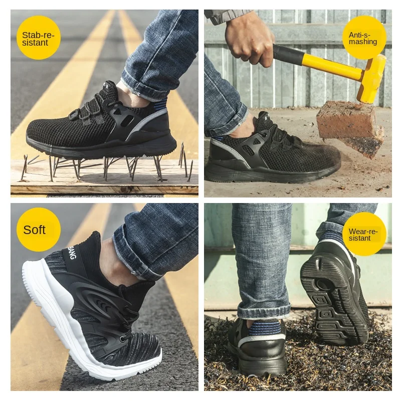 Нерушимой безопасная обувь Для мужчин женщин дышащая Сталь носок анти ударная