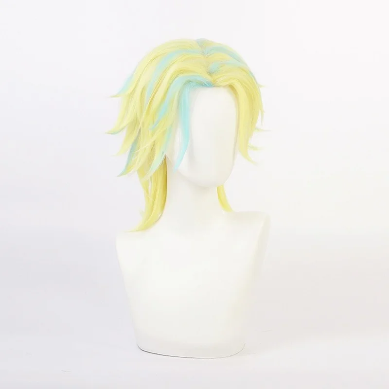 

Anime Tokyo Revengers Rindo Haitani Cosplay Wig Golden Mixed Blue Heat Resistant Synthetic Hair Cosplay Wigs + Wig Cap