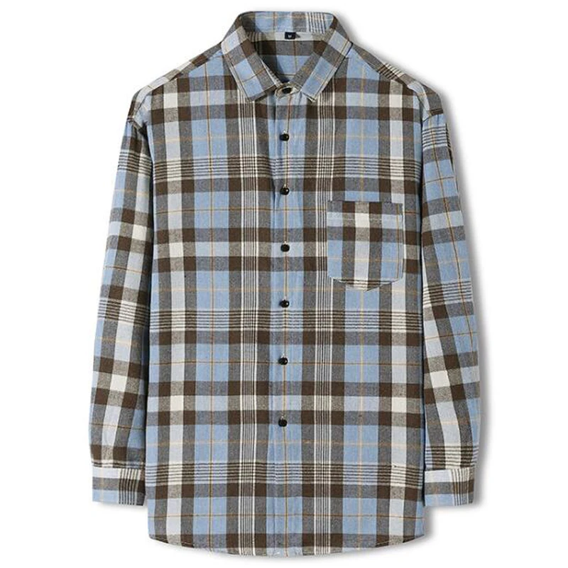 NEW shirt Business casual spring autumn long sleeve pocket men shirts High quality brand  plaid shirt men chemise homme
