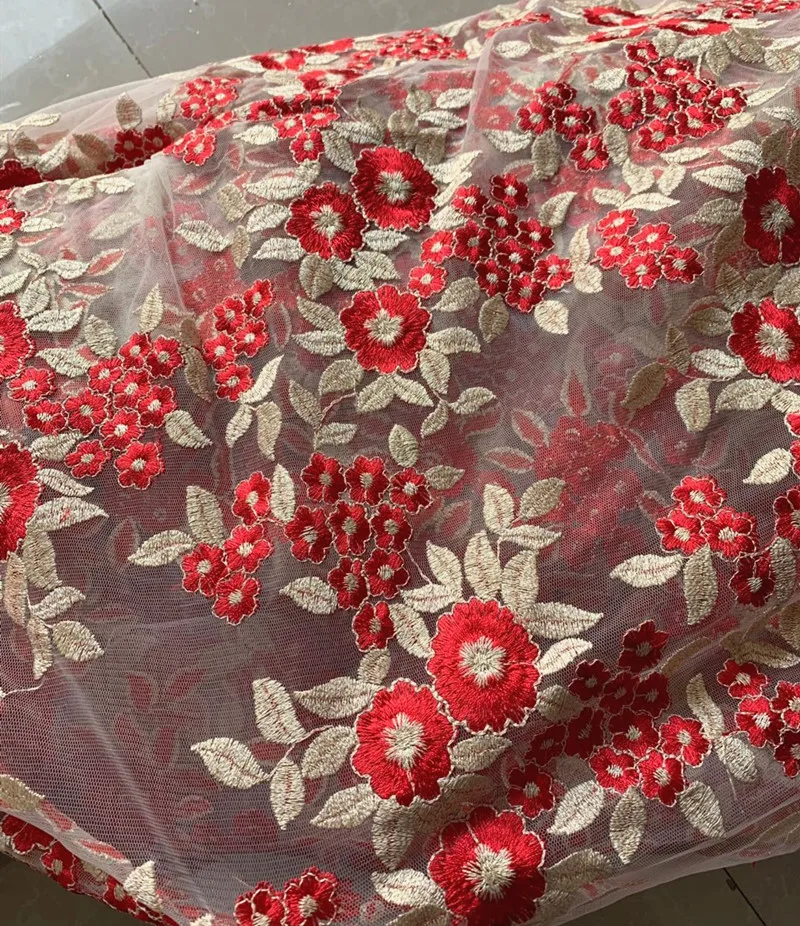 

Two-color Embroidery Lace Fabric 4 Color Can Choose Tablecloths Curtains Diy Materials Wedding Accessories RS1148