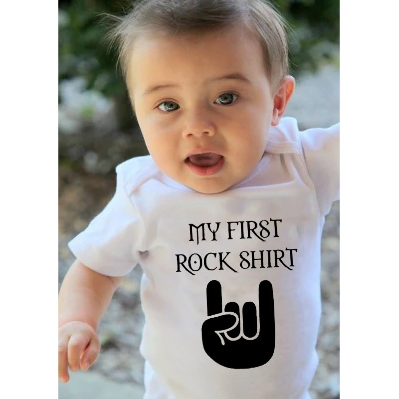 

Рубашка My First Rock, детское хлопковое боди с коротким рукавом, милая одежда для маленьких мальчиков, комбинезон, наряд для младенцев, детское б...