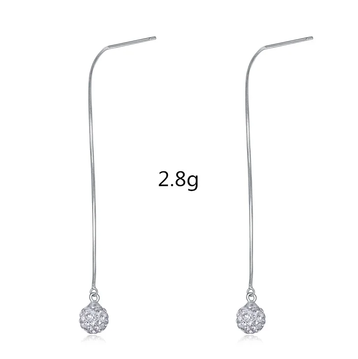 

100% S990 Sterling Silver Earrings Hot Sale New Single Line Smart Sparkling Ball Earrings Beautiful Women's Charm Earrings