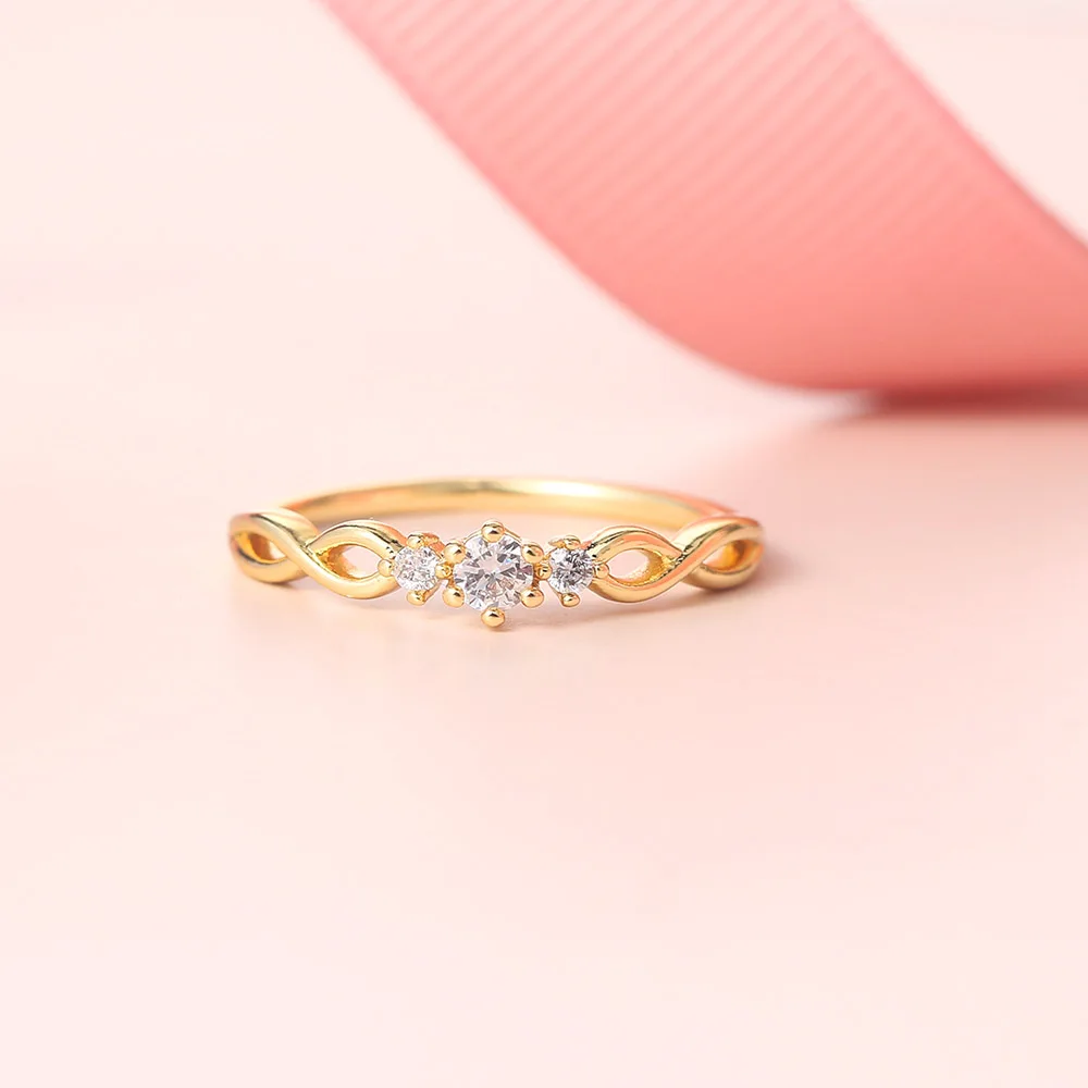 ZHOUYANG Dainty Ring For Women Simple Mini Zircon Jewellry Gold Color Wedding Bride Ring Gift Fashion Jewelry Wholesale R237