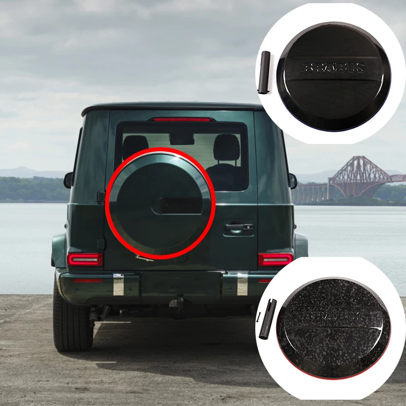 

For Mercedes-Benz G-Class W463 G63 G500 G350 2019-2021 Real Carbon Fiber Modified Brabus Trunk Spare Tire Cover Car Accessories
