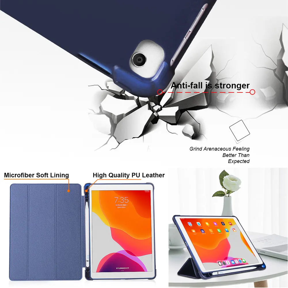 Умный чехол накладка для iPad Air 2 / 1 с держателем карандашом тонкий трехслойный