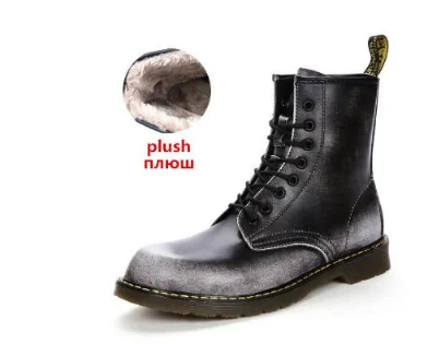 fur plush Стильный Для мужчин Для женщин удобные кожаные кроссовки водонепроницаемые туристические ботинки человек Пеший туризм; нескользящая обувь для улицы; ботильоны в байкерском стиле; сапоги - Цвет: fur plush