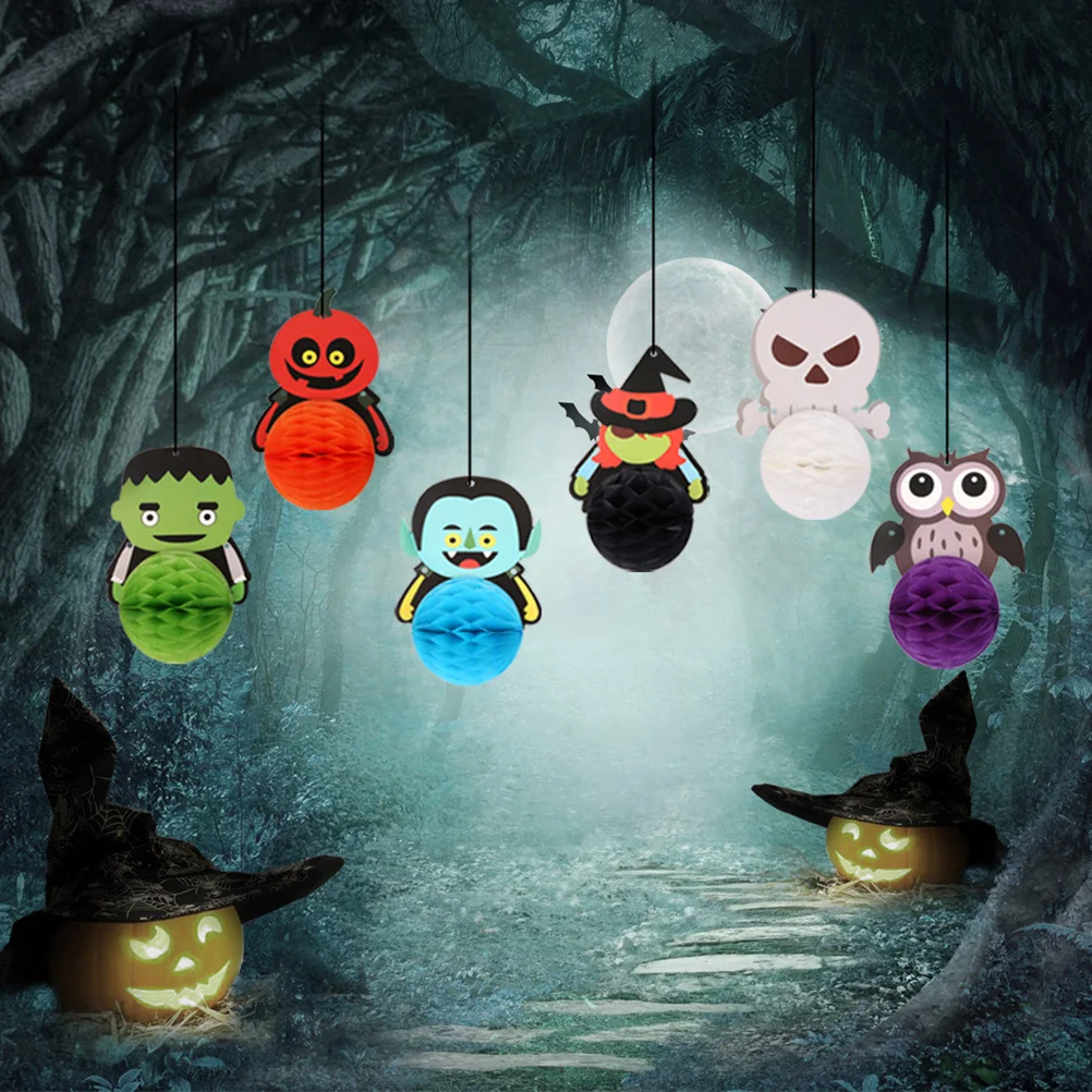 2 комплекта Декоративная гирлянда в форме сотовой сферы на Хэллоуин|Украшения