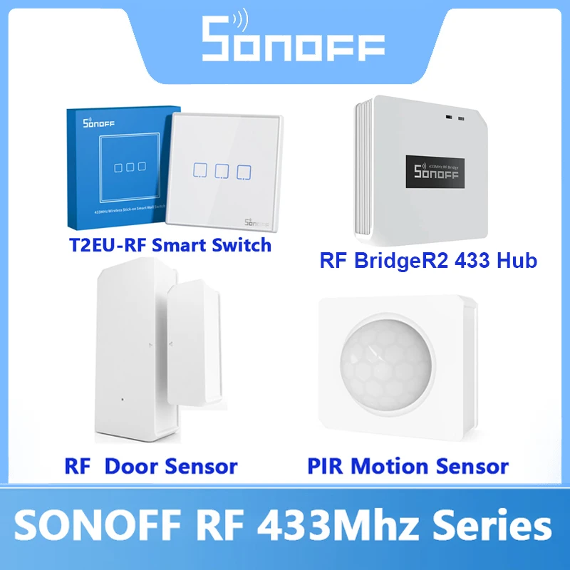 SONOFF RF 433MHz T2 EU 86 Type Sticky Switch / PIR3 PIR Motion DW2 Door Window Sensor /RF BridgeR2 433 WIFI Smart Hub | Электроника