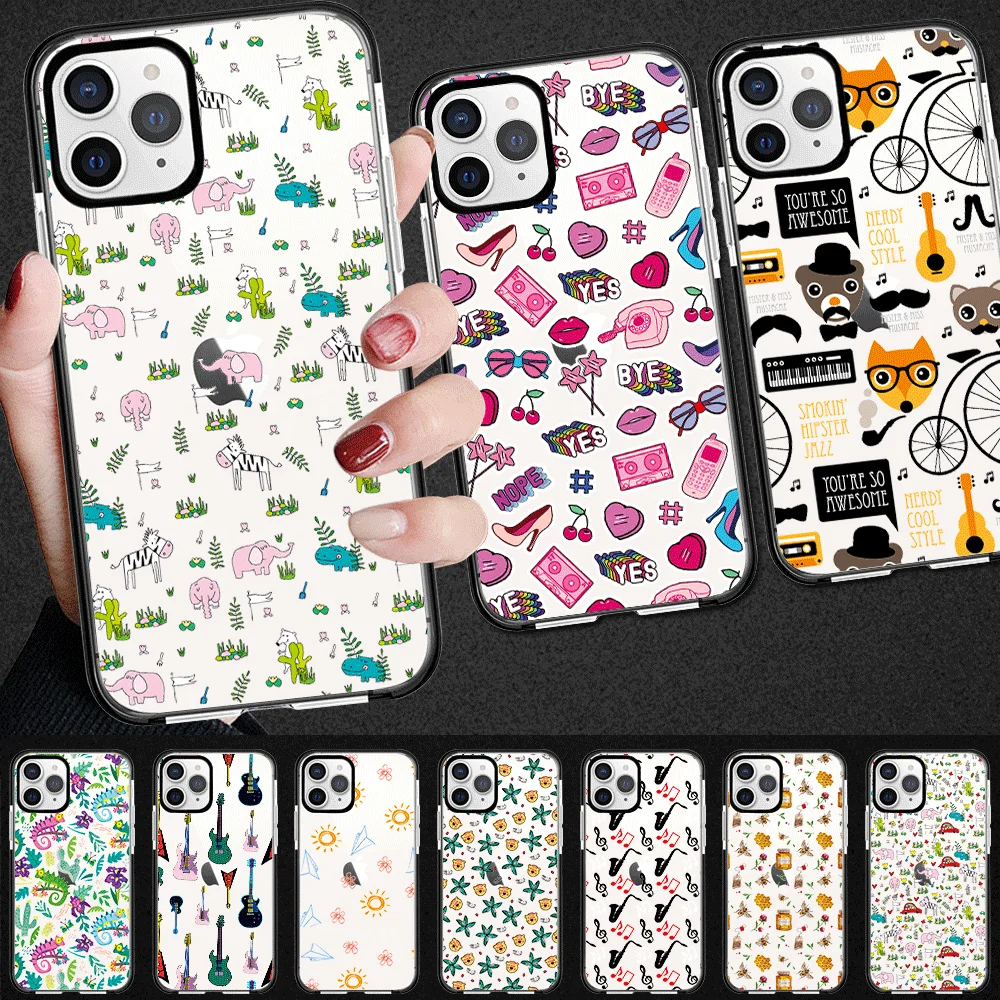

Luxury fashion brand transparent two-color soft TPU For phone case iPhone 12 Mini 11 Pro XS MAX X XR 7 8 Plus SE 2020