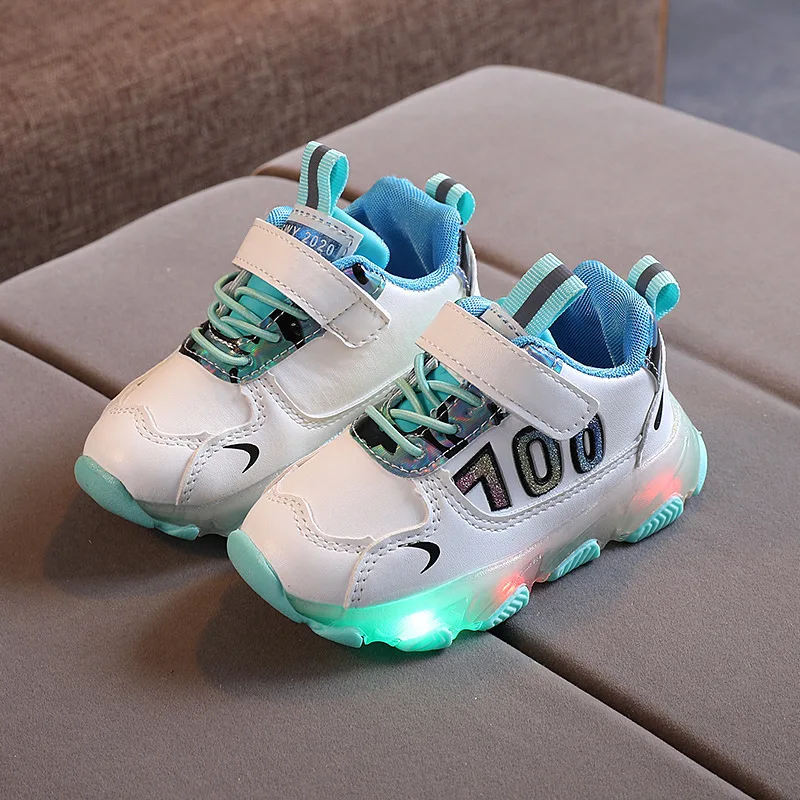 Size 21-30 Baby Breathable Glowing Shoes Luminous Sneakers for Girls Kids Anti-slippery Boys Led Light Up Casual | Детская одежда и