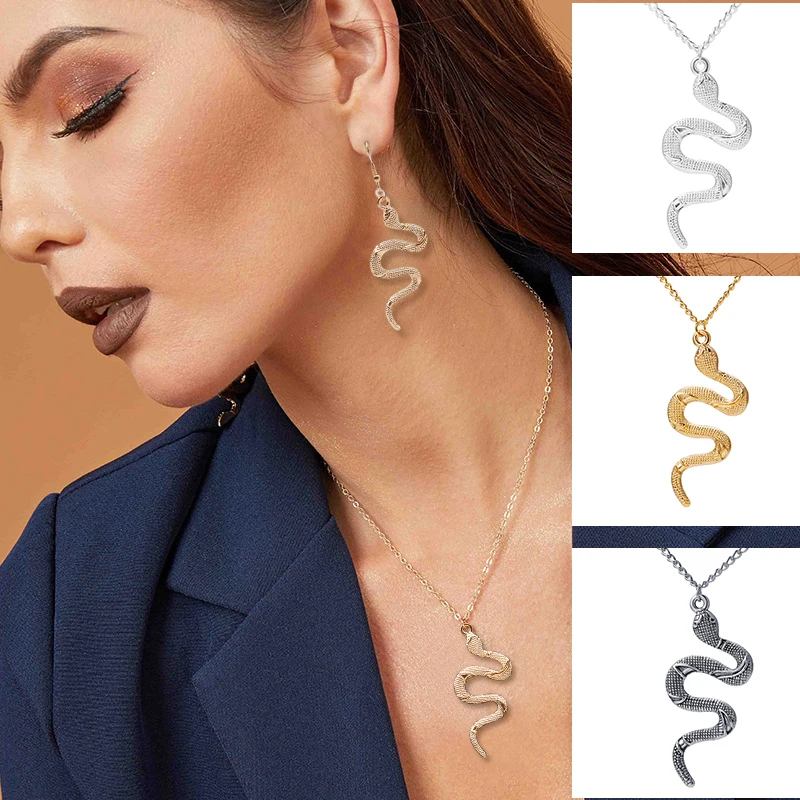 

2021 New Punk Snake Pendant Necklace Gold Silver Color Men's Women's Neck Jewelry Statement Bodhi Necklace Birthday Gift Accesso