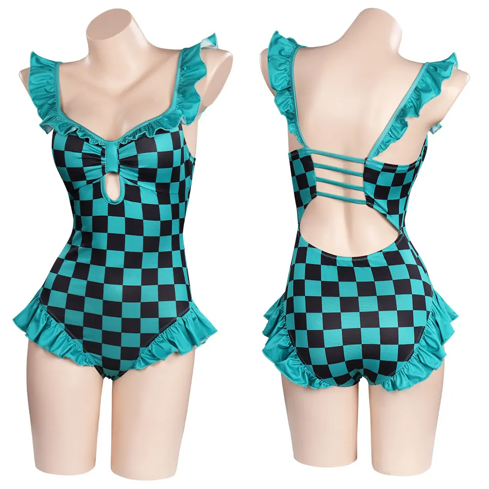 

Anime Demon Slayer Kamado Tanjirou Print Bodysuit Bathing Suit Women Swimsuit Female Bikini One Piece Set