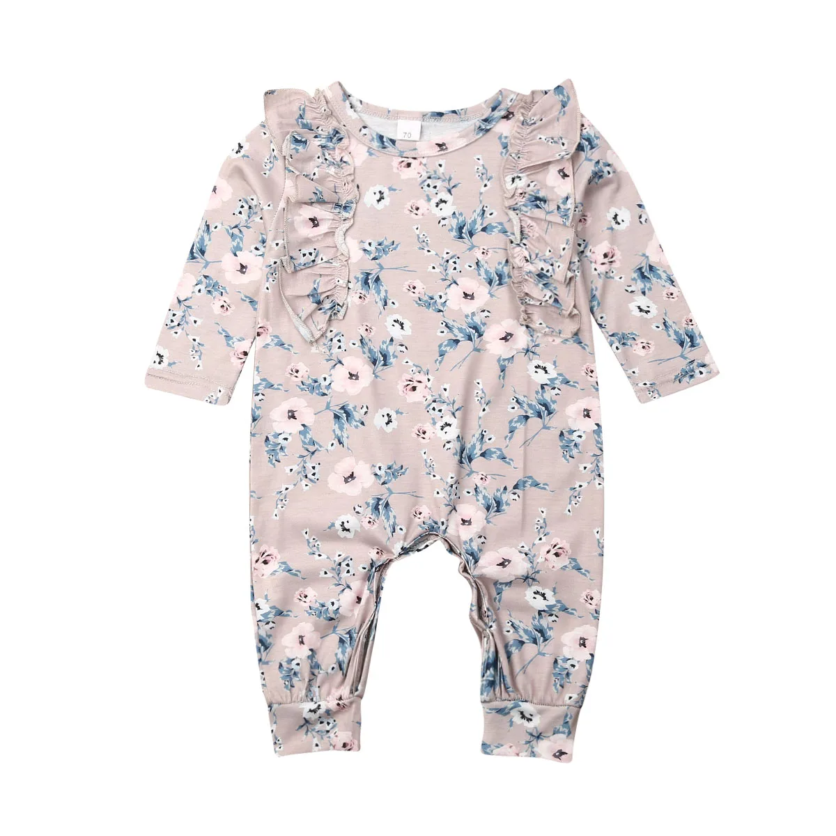 Милое Платье комбинезон с длинными рукавами и цветочным рисунком для маленьких