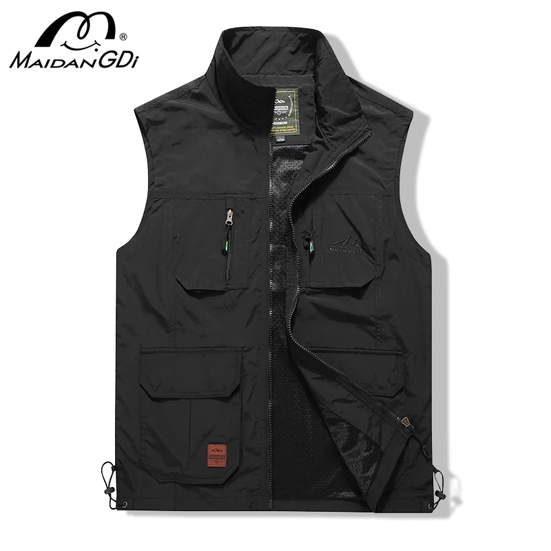 

Мужской жилет без рукавов MAIDANGDI, однотонная хлопковая быстросохнущая дышащая Повседневная Уличная одежда для походов и рыбалки
