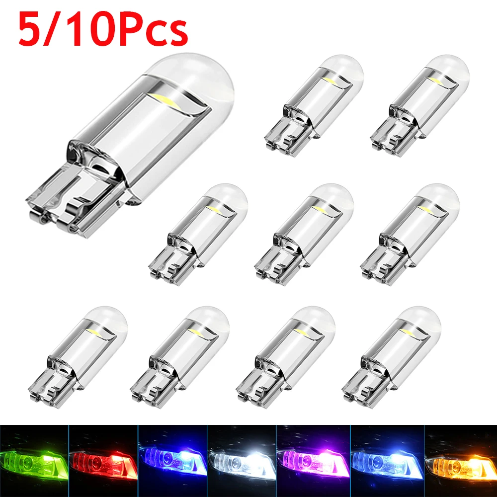 

10 шт., автомобисветильник светодиодные лампы W5W Canbus T10 COB 6000K 12 В