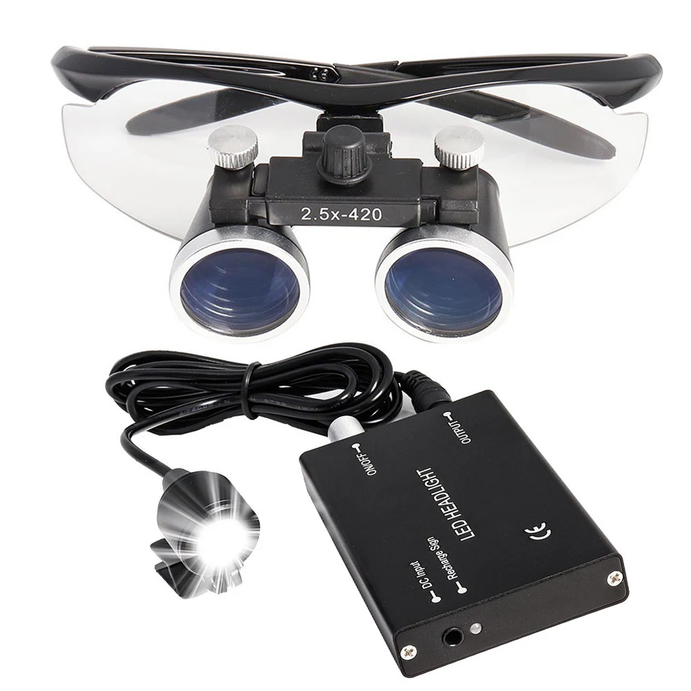 2.5X/3.5X стоматологические лупы бинокуляр зубная лупа увеличение 5 Вт светодиодный
