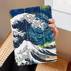 Чехол Kanagawa для iPad Pro 11 12,9 дюйма 10,9 дюйма Air 4 10,5 5th 6th 10,2 9th 8th 7th Mini 4 5 6 белый мягкий смарт-чехол