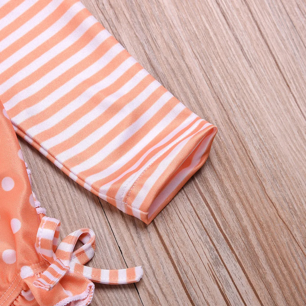 Детская пляжная одежда с волнистыми полосками для маленьких девочек купальник в