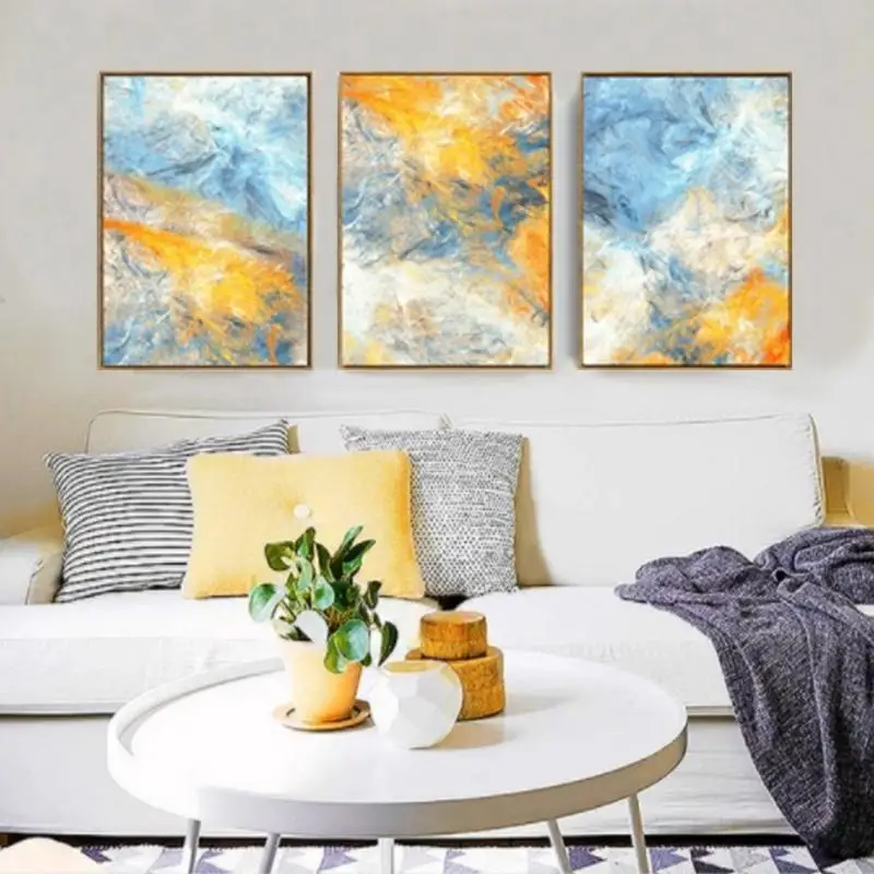 

Abstract Modern Watercolor Blue Yellow Home Decoration Poster Wall Art Picture Canvas Painting Poster Printing
