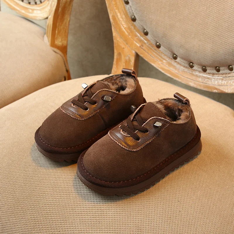 Зимние ботинки принцессы 2019 обувь из натуральной кожи и плюша для маленьких