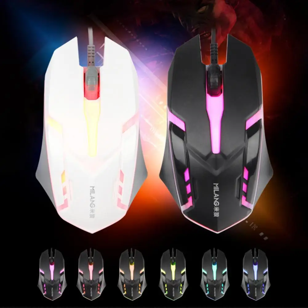 

80% Off Milang M8 Mouse Slient Clicking Cool Light 1200DPI High Sensitivity Optical Wired Mouse for Gaming