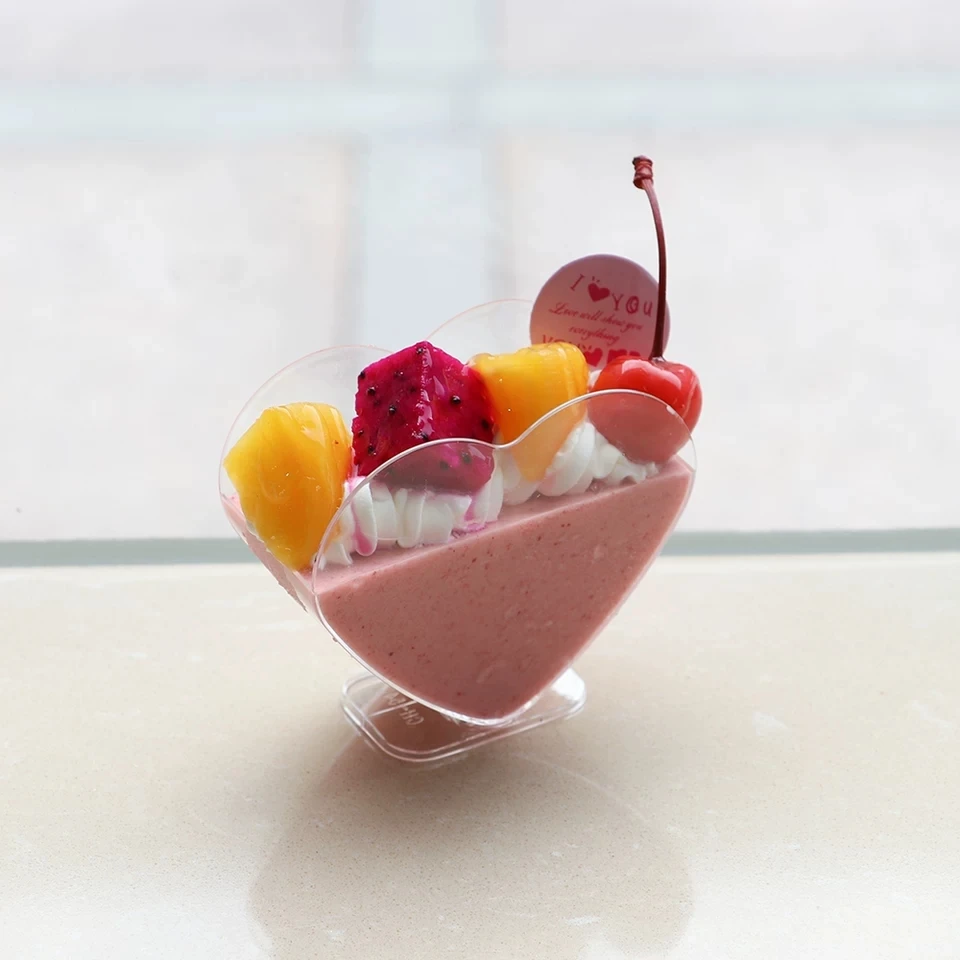 40PCS Mousse Dessert Heart-shaped Cups Plastic Pudding cup Disposable Party Milk Convenient Tiramisu Wedding Birthday Ice Cream | Дом и сад