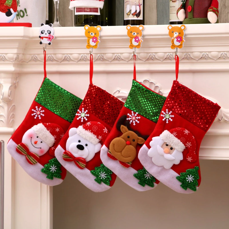 

Рождественские чулки, носки, конфеты, подарочные пакеты с Санта-Клаусом, украшения для рождественской елки для дома, рождественские украшения 2022, рождественские украшения
