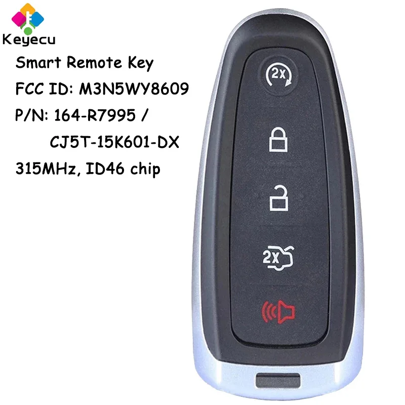 

KEYECU Smart Remote Car Key With 5 Buttons 315MHz ID46 Chip for Ford Escape 2013 2014 2015 2016 2017... Fob M3N5WY8609 164-R7995