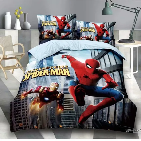 Spiderman 2 Комплект постельного белья с изображением героев мультфильма Дисней, Mc, queen, Человек-паук, пододеяльник, наволочка, детский подарок на день рождения для мальчиков, 1,0 м, 1,2 м, кровать - Цвет: Spiderman 2