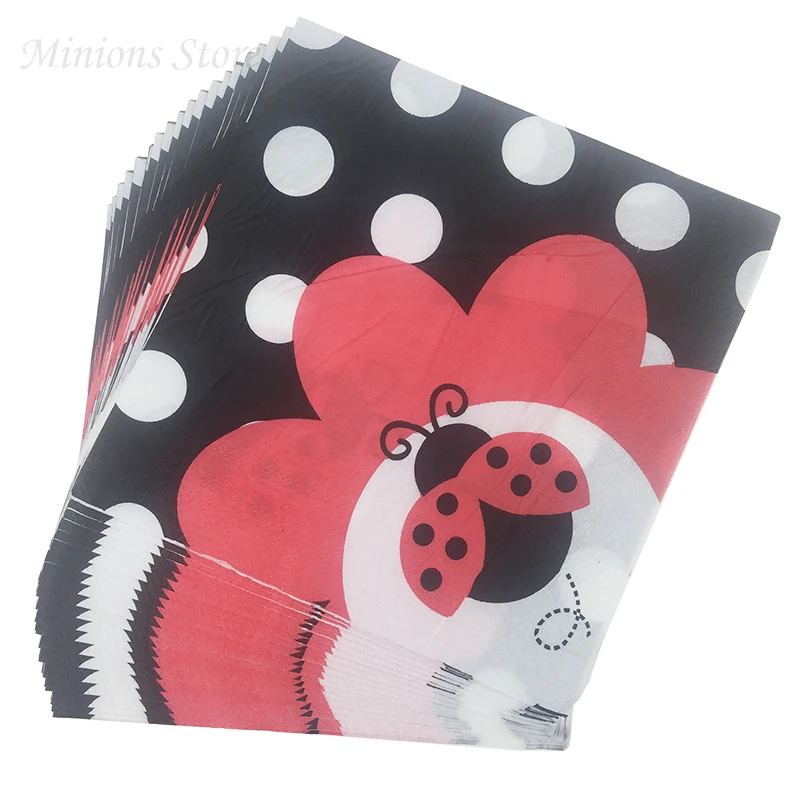 ladybug 20 шт./лот, стиль, прекрасные бумажные салфетки с космосом и планетой, праздничная салфетка, полотенца для аэрокосмической вечеринки, вечерние принадлежности на день рождения - Цвет: ladybug