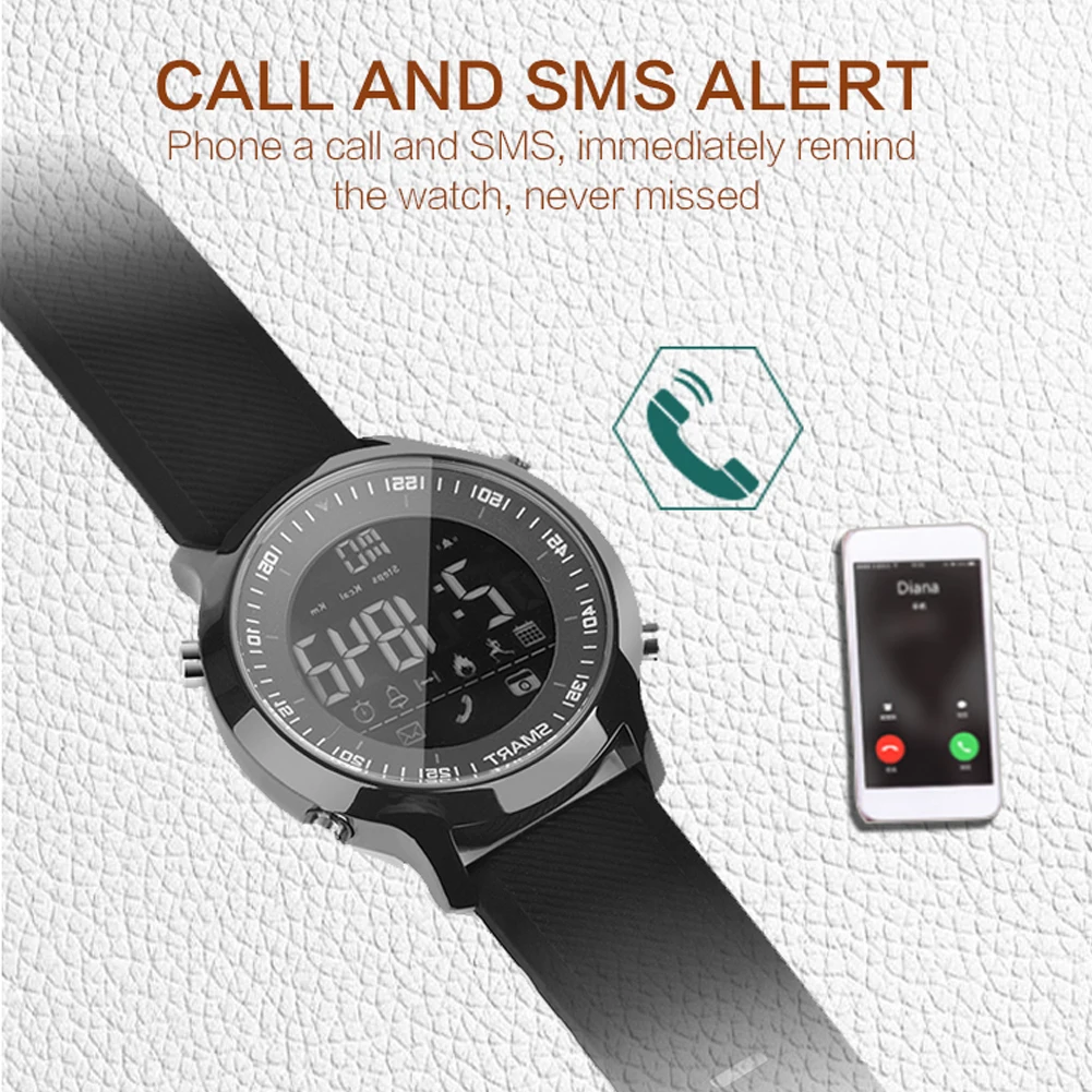 IP67 водонепроницаемые Смарт-часы EX18 с поддержкой звонков и SMS-уведомлений шагомер