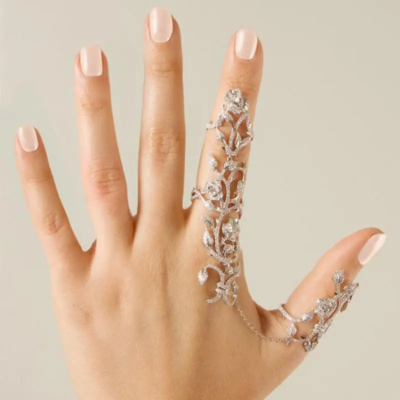 Popular Fashion Women Lady Rings Multiple Finger Stack Knuckle Band Rose Crystal Ring Nice Jewelry Gift |