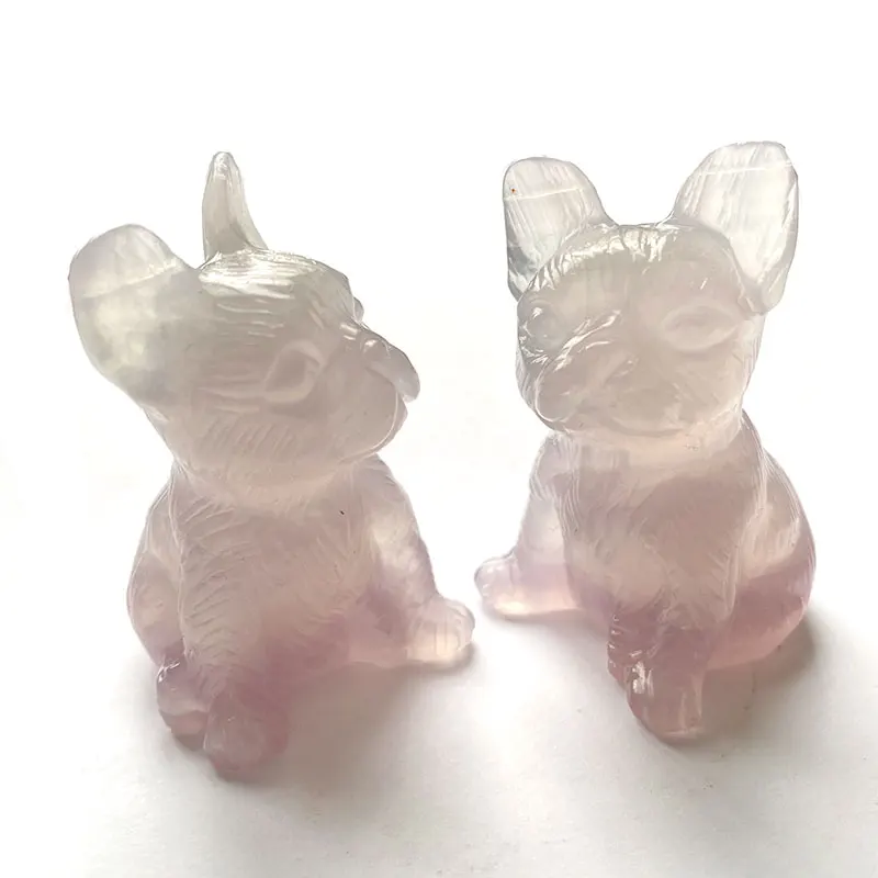 

Оптовая продажа, фигурки из натурального кристалла и флюорита светло-фиолетового цвета с милыми собаками, полированные вручную статуи