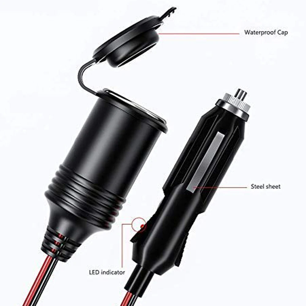 LYKAS сигареты Удлинительный кабель для автомобиля 12V 24V удлинитель 1,5 м Адаптер для зарядного устройства от прикуривателя