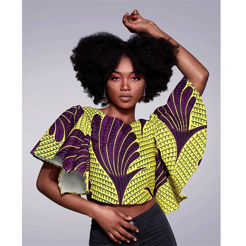 Сексуальный женский короткий топ новинка 2020 африканская одежда с оборками и