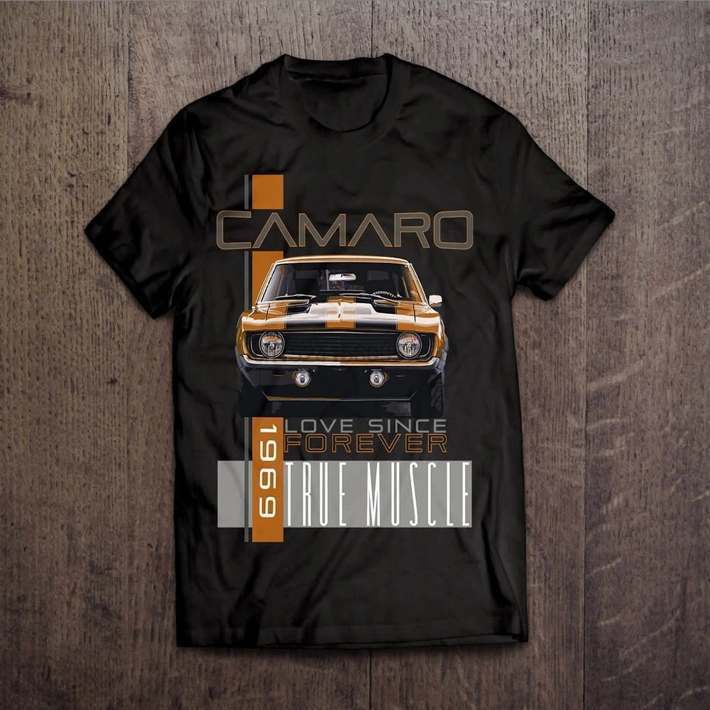 Camaro/футболка с короткими рукавами и круглым вырезом для мужчин женщин модель 1969