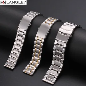 12mm 14mm 16mm 18mm 20mm 22mm 24mm Width Watch Band Stainless Steel Strap Five-bead Diving Steel Str in India