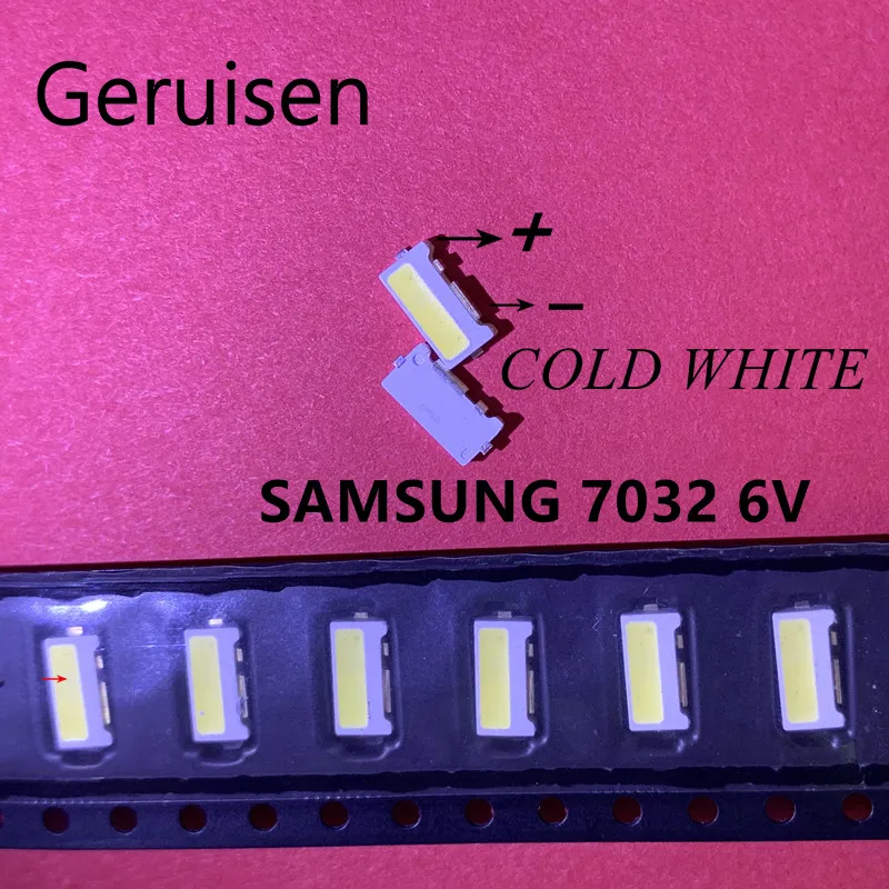 50 шт./лот Edge SMD LED 7032 6 в 1 Вт 160 мА холодный белый высокой мощности для подсветки