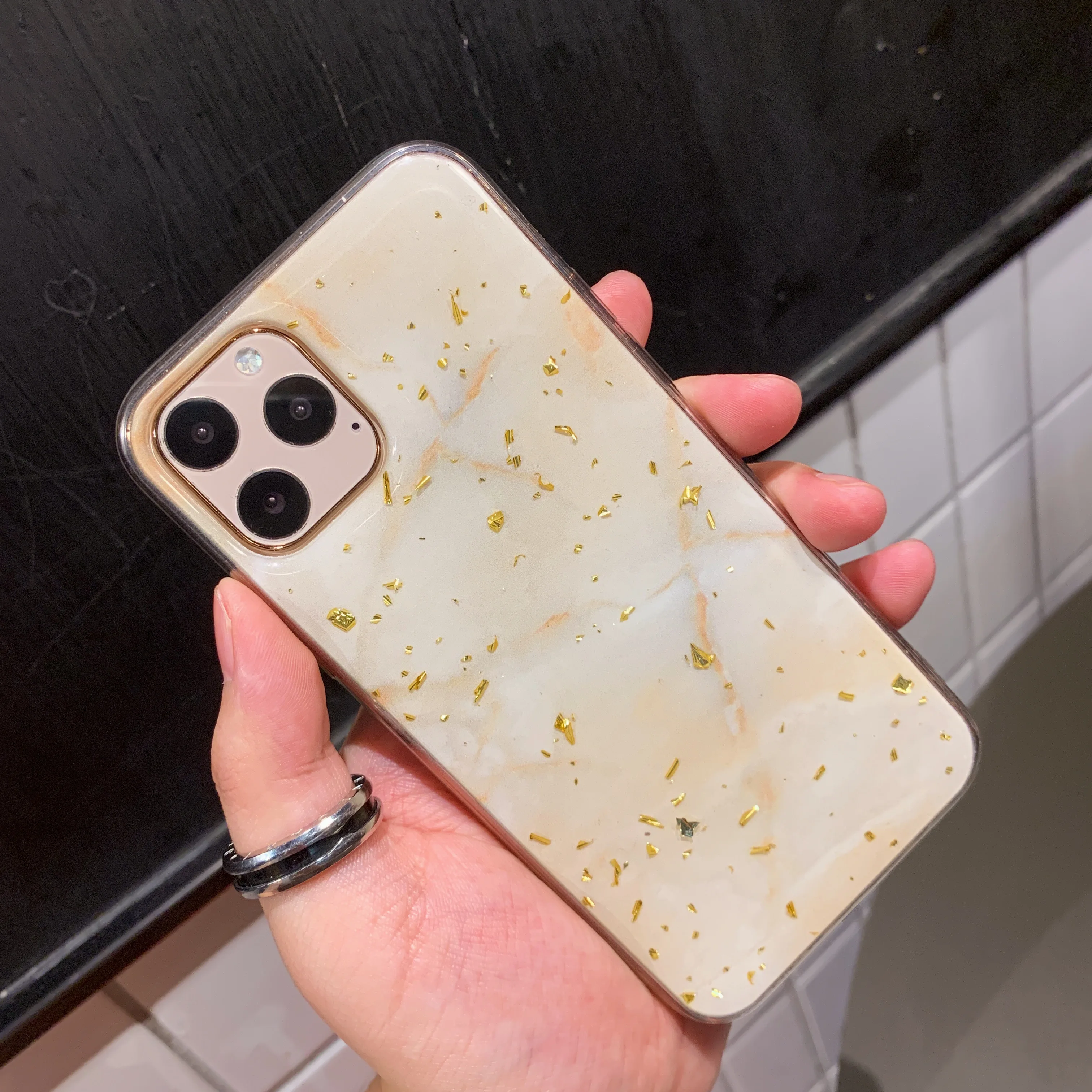 Bling Glitter Gold Foil Marble Sparkle Sequins Soft Clear Silicone TPU Case Cover For iPhone 6 6s 7 8 Plus 10 X XS XR 11 Pro Max |