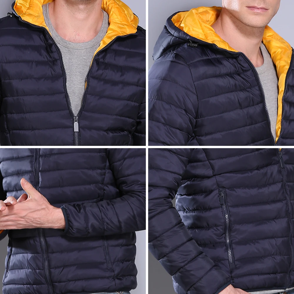 

BIUFOLXIU New Jackets Men 2021 Winter Spring Parkas with Hood Zipper Pocket Plus Size Slim Coats Male Casual Outerwear